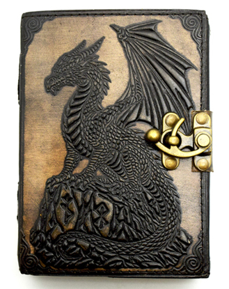 Dragon on Rock Leather Embossed Journal